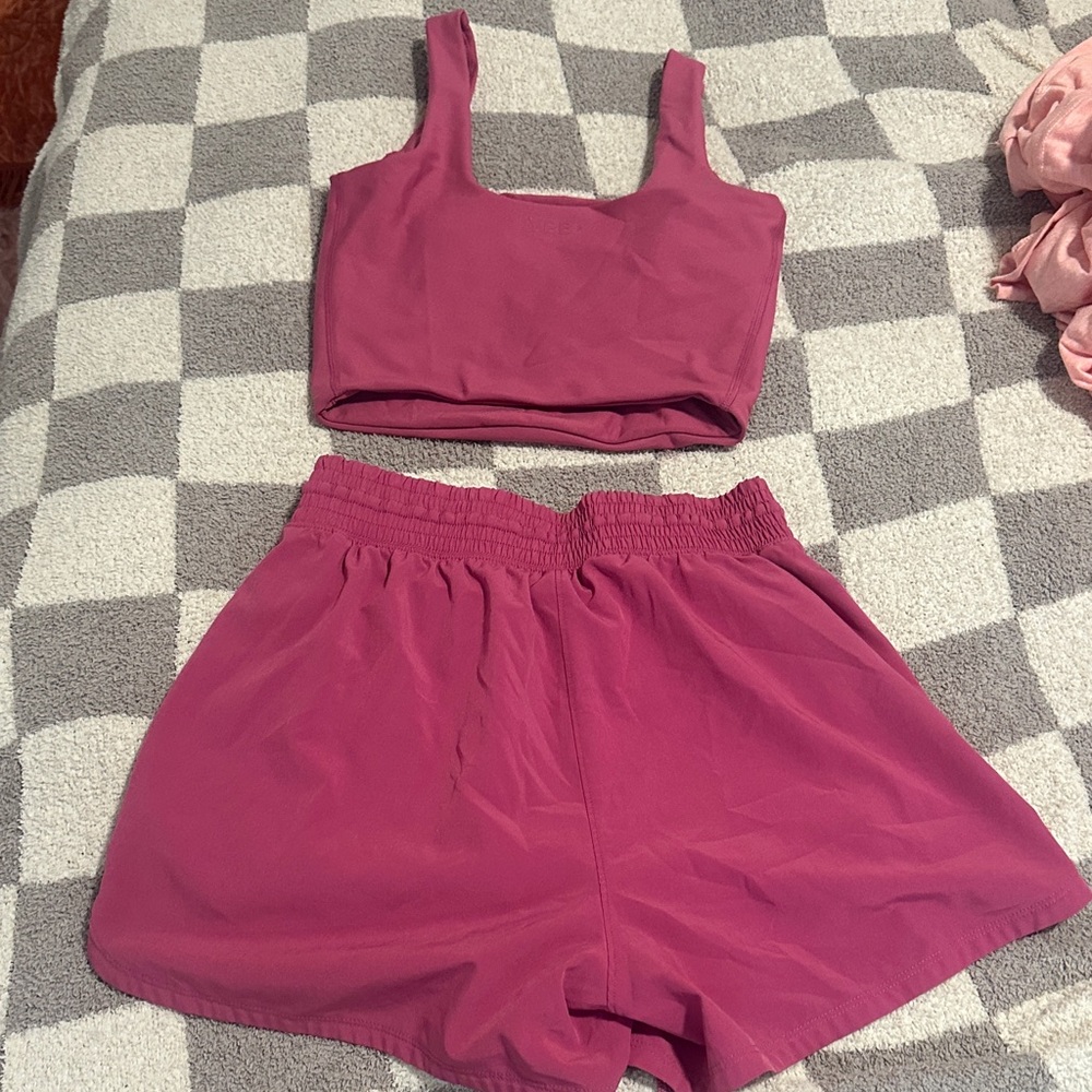 Pink Crop Top and Shorts Set - Picture 2 of 3